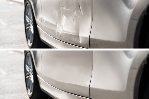 Door panel dent repair before and after