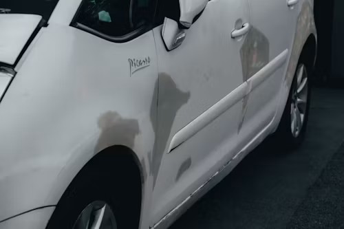 Vehicle paint scratch closeup